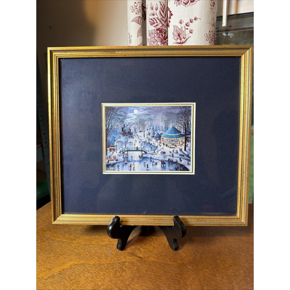 Winter Carousel Party Karl Doerflinger Roger Williams Park USA Framed Vintage 89